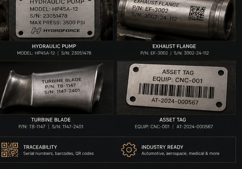Laser engraved QR asset plates and model number tags